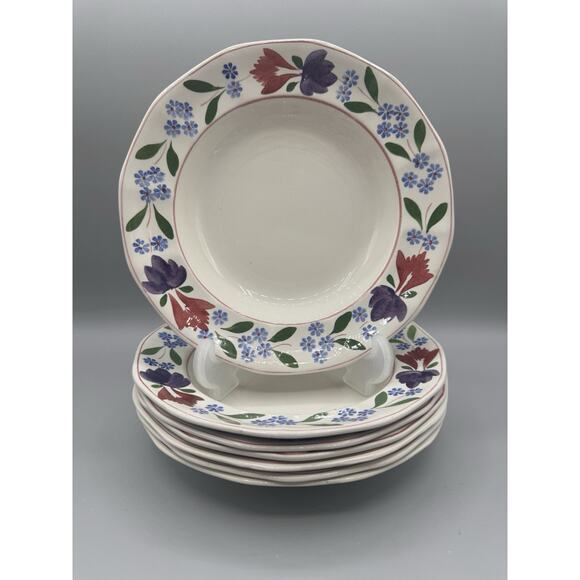 ADAMS England Old Colonial 8” Salad Plates Ironstone Set of 7 Vintage Floral - Picture 1 of 9